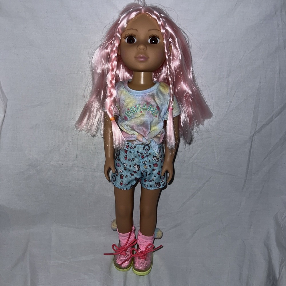 Battat Glitter Girls Nixie 14" Doll Tie-Dye Fashion Pink Braided Hair Outfit